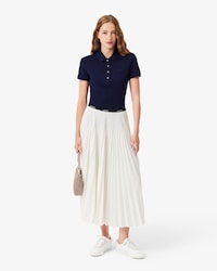 Falda larga plisada con cintura el&aacute;stica