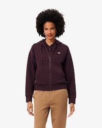 Sudadera con capucha de piqu&eacute; con cremallera