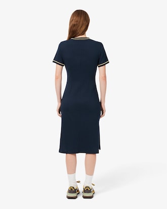 Vestido camisero de punto jersey con ribete en contraste