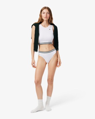 Tanga de algod&oacute;n con cintura de rayas