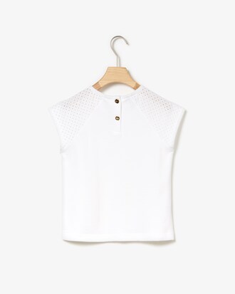 Camiseta Niña Con Cuello Redondo De Punto Liso Con Volantes En Los Hombros