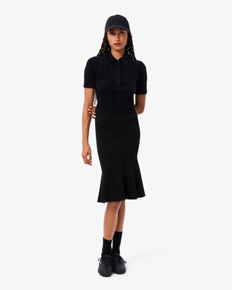 Falda midi de canalé 3D