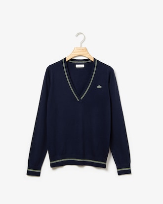 Jersey de mujer Lacoste SPORT Golf en mezcla de lana t&eacute;cnica con cuello de pico