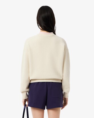 Jersey de lana cardada con intarsia de la marca