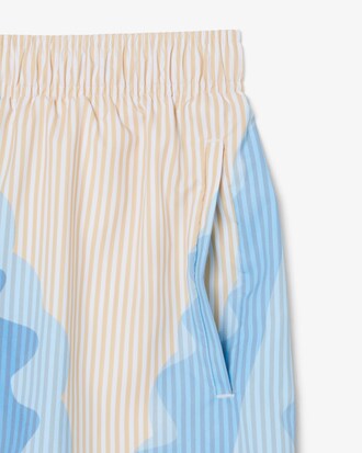 Short de ba&ntilde;o de rayas de largo medio