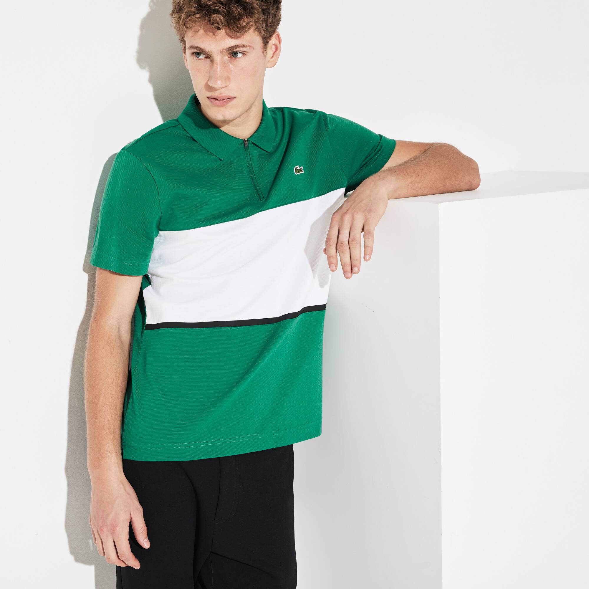 Algodón Color Cremallera Polo Sport CuelloLacoste Ultraligero Block POkiXZu