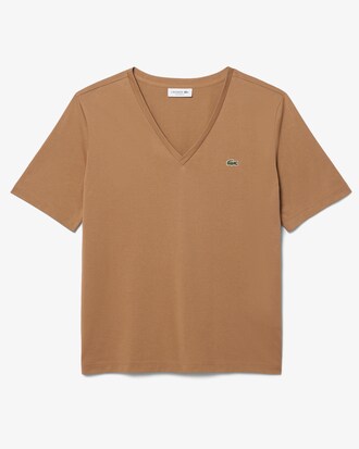 Camiseta de corte holgado con cuello de pico de algod&oacute;n suave