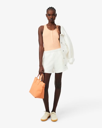 Top de tirantes de corte ajustado de canal&eacute; de algod&oacute;n