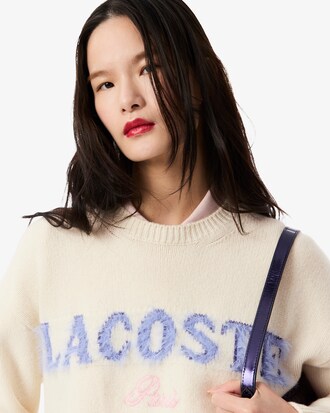 Jersey de lana cardada con intarsia de la marca