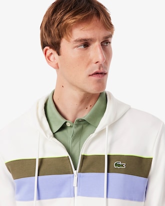 Sudadera con capucha y cremallera color block