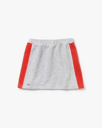 Falda de ni&ntilde;a en felpa color block el&aacute;stica con ribete