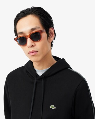 Sudadera con capucha y cremallera con rayas de logotipo