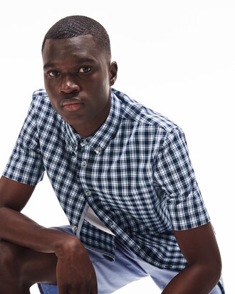 Camisa de hombre regular fit en algodón de cuadros