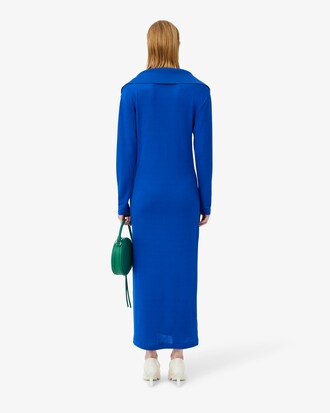 Maxi vestido de sat&eacute;n con cuello polo Runway