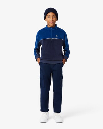 Sudadera de terciopelo con cremallera y bloques de color