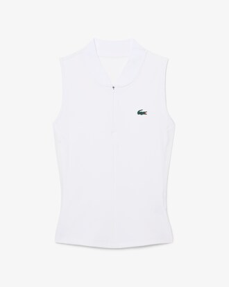 Polo de tenis el&aacute;stico sin mangas de dos tejidos