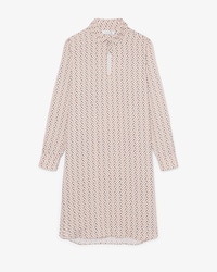 Vestido vaporoso con cuello camisero de crep&eacute;