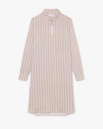 Vestido vaporoso con cuello camisero de crep&eacute;