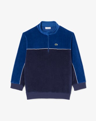Sudadera de terciopelo con cremallera y bloques de color