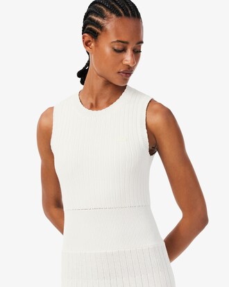 Vestido plisado de canal&eacute; de mezcla de algod&oacute;n