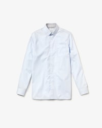 Camisa de hombre regular fit en popel&iacute;n de algod&oacute;n texturizado con bolsillo en el pecho