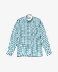 Camisa de hombre regular fit en lona de lino de cuadros