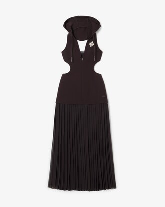 Vestido con capucha plisado largo Runway