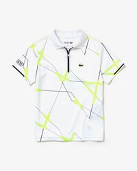 Polo de ni&ntilde;o Lacoste SPORT Tennis en piqu&eacute; transpirable con estampado geom&eacute;trico