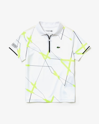 Polo de ni&ntilde;o Lacoste SPORT Tennis en piqu&eacute; transpirable con estampado geom&eacute;trico