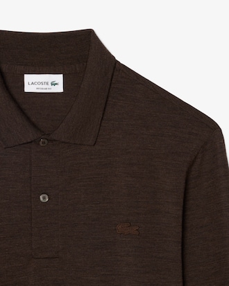 Regular Fit Long Sleeved Wool Polo Shirt