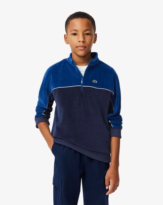 Sudadera de terciopelo con cremallera y bloques de color