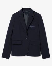 Blazer de lana de corte ajustado con logotipo bordado