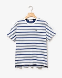 Camiseta de mujer con rayas color block y cuello redondo