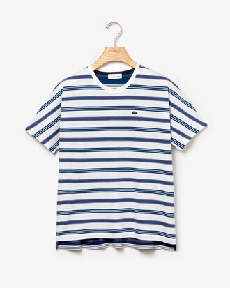 Camiseta de mujer con rayas color block y cuello redondo