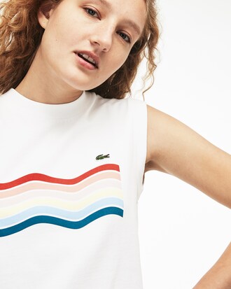 Camiseta de tirantes de mujer en algodón con logo de olas