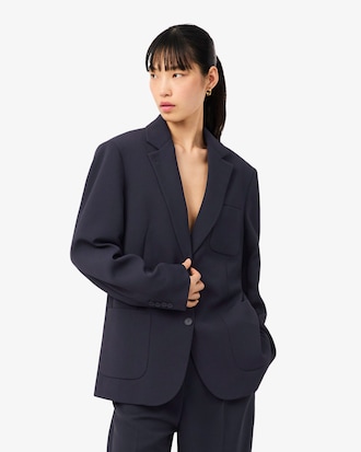 Blazer de piqu&eacute; con ca&iacute;da