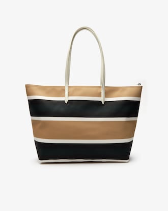 Bolso tote de mujer L.12.12 Concept en lona de rayas revestida con cremallera