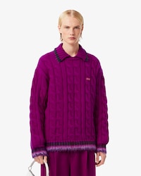 Jersey de punto de lana con motivo de ochos y cuello polo Runway