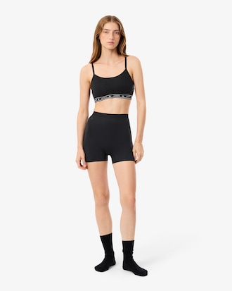 Bralette de algod&oacute;n el&aacute;stico con cinta de logotipo