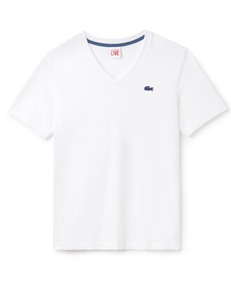 Camiseta unisex en tejido de punto de algodón con cuello de pico Lacoste LIVE
