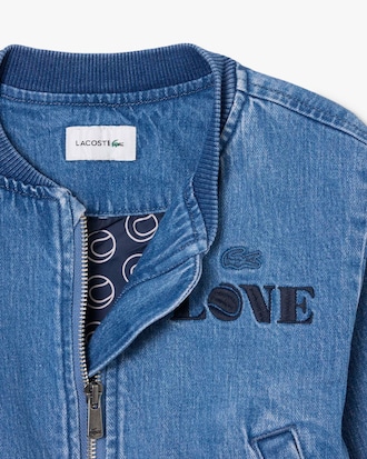 Cazadora vaquera tipo bomber acolchada con insignia