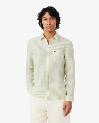 Camisa de lino de corte regular de rayas