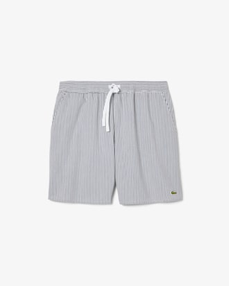 Short de baño texturizado de rayas de largo medio