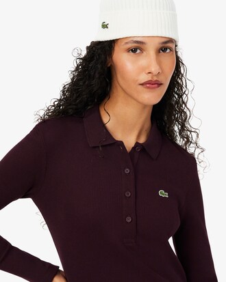 Vestido con cuello polo de canal&eacute; de algod&oacute;n de corte ajustado