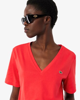 Camiseta de corte holgado con cuello de pico de algodón suave