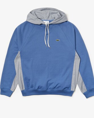 Sudadera de hombre en dos materiales con cremallera y paneles de cuadros