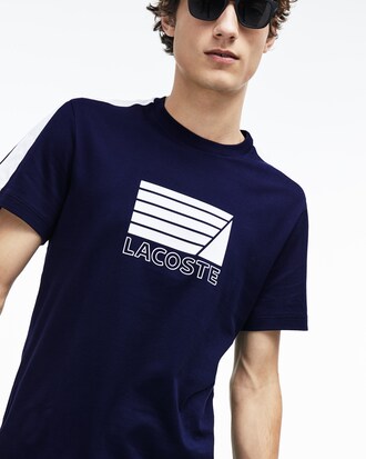 Camiseta de hombre en algodón con logo marinero, franjas a contraste y cuello redondo