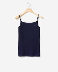 Top Cuello Pico De Punto Acanalado Liso