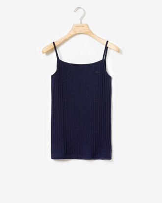 Top Cuello Pico De Punto Acanalado Liso