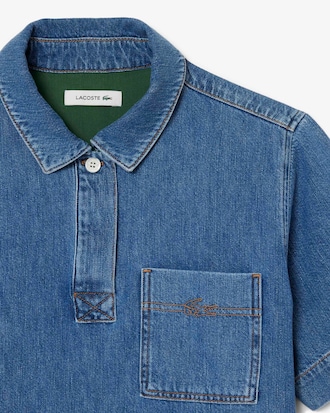 Vestido polo oversized de tejido denim